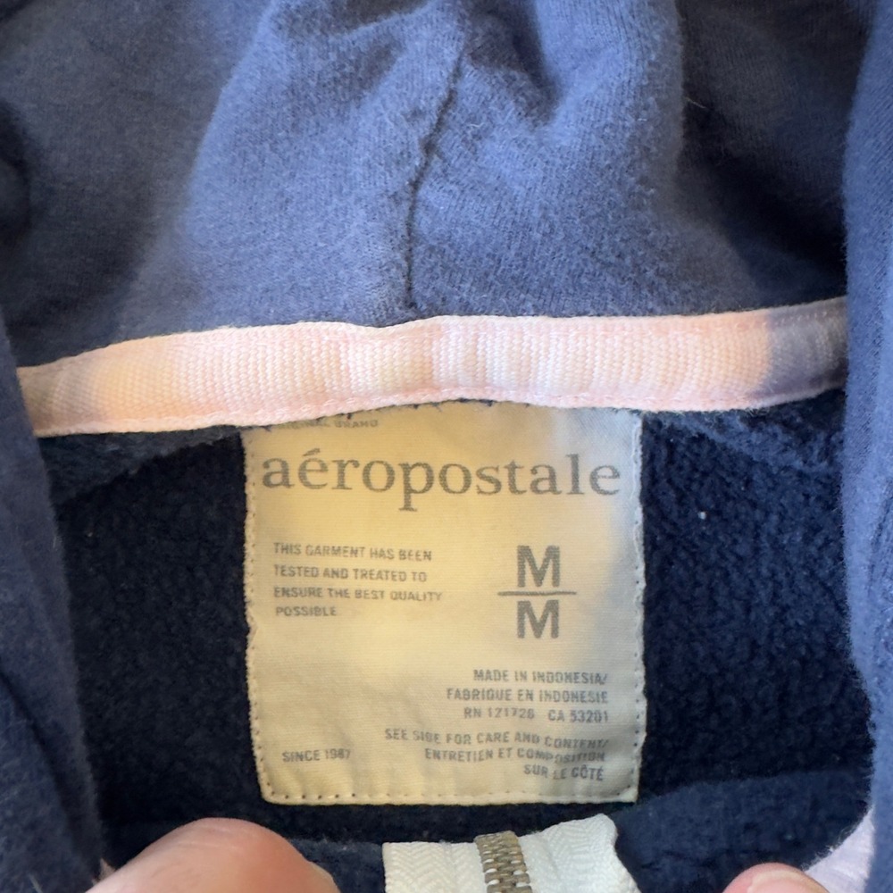 Aeropostale Womens Navy Blue Athletic Full Zip Hoodie Sweatshirt Medium - Picture 2 of 6